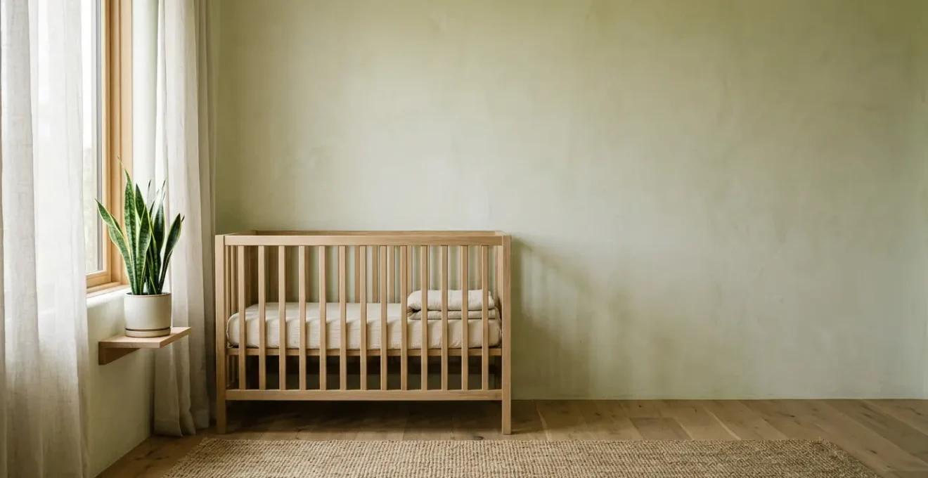 Chambre de bébé avec matériaux naturels et atmosphère saine